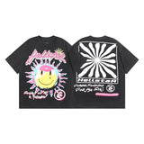 pa long sleeve t-shirt palm tree back letter big logo bat sleeve os dropped shoulders