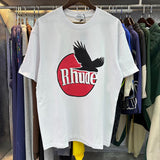 Rhude T Shirts Black Peace Dove Print Cotton Casual Short Sleeve Men and Women