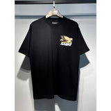 [gram] am flow paint graffiti letter starry sky classic logo print short sleeve couple t-shirt