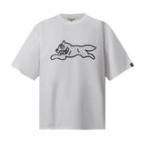 Bbc american high street ice cream flying dog printing short sleeve t-shirt casualshortsloose half lengthjeans summer