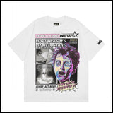 Hs american high street retro washed portrait short-sleeved t-shirt long sleeves sweatshirt hoodie