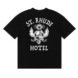 Rhude T Shirts Totem Simple Printing Cotton Casual Short Sleeve Men and Women