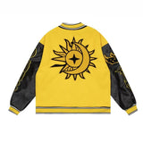 Unisex Baseball Jersey Vintage Flame Embroidered Baseball Jacket