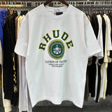 Rhude T Shirts Green Print Loose Casual Short Sleeve Men and Women