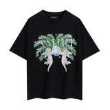 Wholesale foreign trade amir washed distressed tiger head number & letter logo short sleeve t-shirt