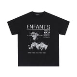 Erd: brooding rich kid - american retro portrait print rock 'n' roll hip-hop pocket oversized short sleeve tee