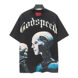 Cross-border wholesale high version gods short-sleeved heavy weight washed fog high street skull pure cotton printed round