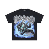 Los angeles american style harmony print hotfix rhinestone washed vintage distressed loose fit 100% cotton short sleeve t-shirt
