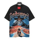 high version gods short sleeve heavy weight washed fog high street skull pure cottonprinting round