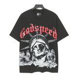 high version gods short sleeve heavy weight washed fog high street skull pure cottonprinting round