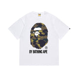 Early spring/summer camo ape head collaboration - little monkey logo print short sleeve couple's trendy tee