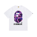 Early spring/summer camo ape head collaboration - little monkey logo print short sleeve couple's trendy tee