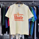 Rhude T Shirts Eagle Rossa Printed Cotton Casual Short Sleeve Men and Women