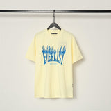 beheaded bear short-sleeved pa flame letter flow paint back logo trendy couple t-shirt