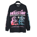 pa long sleeve t-shirt palm tree back letter big logo bat sleeve os dropped shoulders