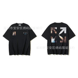 European and american spring/summer ow gradient arrow graphic crew neck short sleeve t-shirt