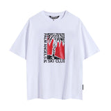Summer trendy short-sleeve tee with back logo print - couple's fashion