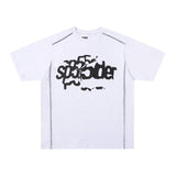 Spder hip-hop singer hotfix rhinestone foil letter print short sleeve t-shirt & rhinestone embellished shorts set (couple's style)