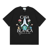 Summer collection: casa casablanca print oversized short-sleeve t-shirt - premium heavyweight cotton