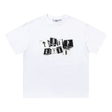 trap gradient letter tiger head short sleeve european and american high street trap star printing t-shirt loose s