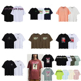 Summer trendy short-sleeve tee with back logo print - couple's fashion