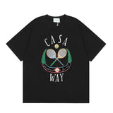 Summer collection: casa casablanca print oversized short-sleeve t-shirt - premium heavyweight cotton
