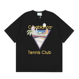 Summer collection: casa casablanca print oversized short-sleeve t-shirt - premium heavyweight cotton