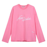 Cross-border insa washed and distressed old letter printing high street long-sleeved loose couple