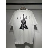 [gram] am peace dove flowing paint graffiti letter starry sky classic logo printing short sleeve couple t-shirt