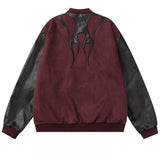 Unisex Baseball Jersey PU Jacket Vintage Loose Casual Baseball Jacket