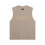 essential double line fog shorts icon laminated stereo letter round neck couple pullover