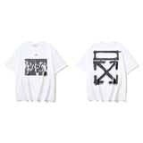 European and american spring/summer ow gradient arrow graphic crew neck short sleeve t-shirt