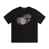 trap gradient letter tiger head short sleeve european and american high street trap star printing t-shirt loose s