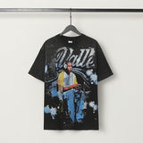 American valley washed distressed printing short-sleeved t-shirt valeforever hoodie sweatshirt long