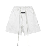 essential double line fog shorts icon laminated stereo letter round neck couple pullover
