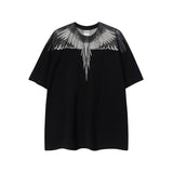 mb short-sleeved python lion head colorful feather wings t-shirt european and american loose couple