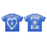 First row wake up and be fierce flame tee hot diamond washed and distressed short