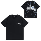 Summer running volume stussy short-sleeved t-shirt dice black eight ice cream comfy basics american couple summer t