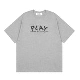 Correct version star kawakubo pla heartembroider short-sleeved pure cotton red heart peach couple t-shirt y
