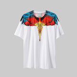 Cross-border wholesale european and american mb short-sleeved gradient colorful wings t-shirt couple black and white feather half