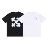 Wholesale off short sleeve ow dissolved arrow gradient starry sky splash ink t-shirt yellow tape warning line love