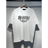 [gram] am flow paint graffiti letter starry sky classic logo print short sleeve couple t-shirt