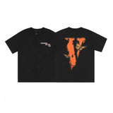Cross-border foreign trade wholesale summer european and american lone short-sleeved butterfly large v letter printing men