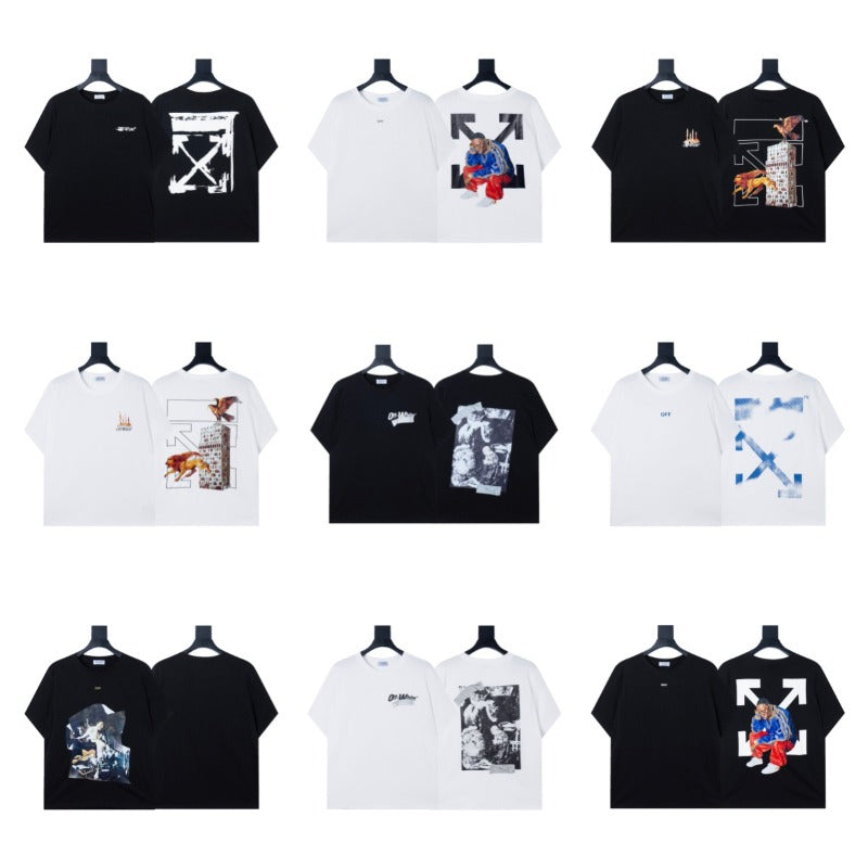 Summer off-white high quality pure cotton t-shirt printing short-sleeved t