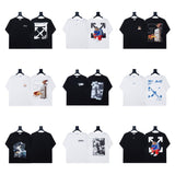Summer off-white high quality pure cotton t-shirt printing short-sleeved t