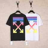 Correct version offow rainbow gradient arrow twill cashew flower graffiti short-sleeved t-shirt