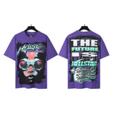 pa long sleeve t-shirt palm tree back letter big logo bat sleeve os dropped shoulders