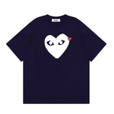 Correct version star kawakubo pla heartembroider short-sleeved pure cotton red heart peach couple t-shirt y