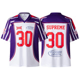 Cross-border american blockcore style patch embroidery t-shirt v-neck sports football uniform mesh quick-drying
