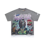 Wholesale american retro rugged play gorilla print t-shirt - distressed, ripped, faux two-piece short sleeve
